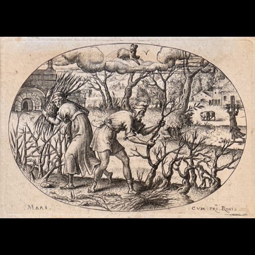 Suite Complete De Gravures Du XVIè De Delaune : Les Douze Mois De l'Annee -photo-3