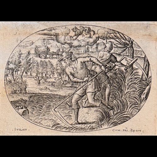 Suite Complete De Gravures Du XVIè De Delaune : Les Douze Mois De l'Annee -photo-6
