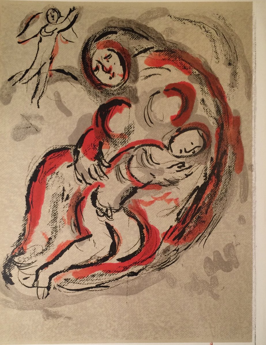 Lithographie Originale De Marc Chagall : Agar Dans Le Desert