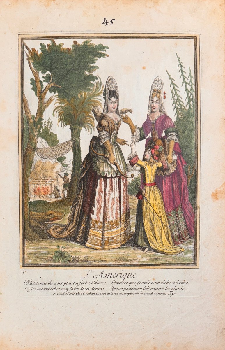 Gravure Fin XVIIè De Scotin : l'Amerique
