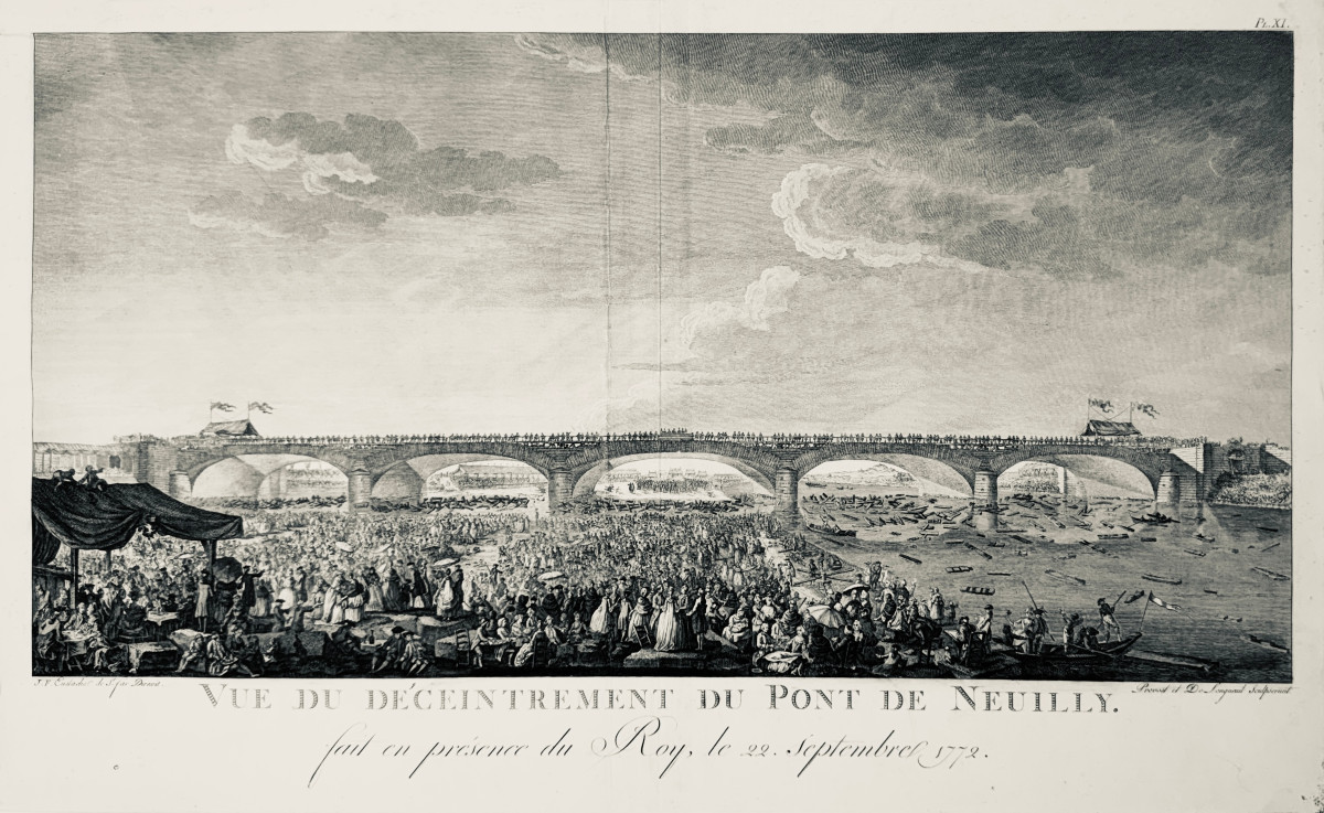 Gravure XVIIIè De Presvot : Vue Du Deceintrement Du Pont De Neuilly 