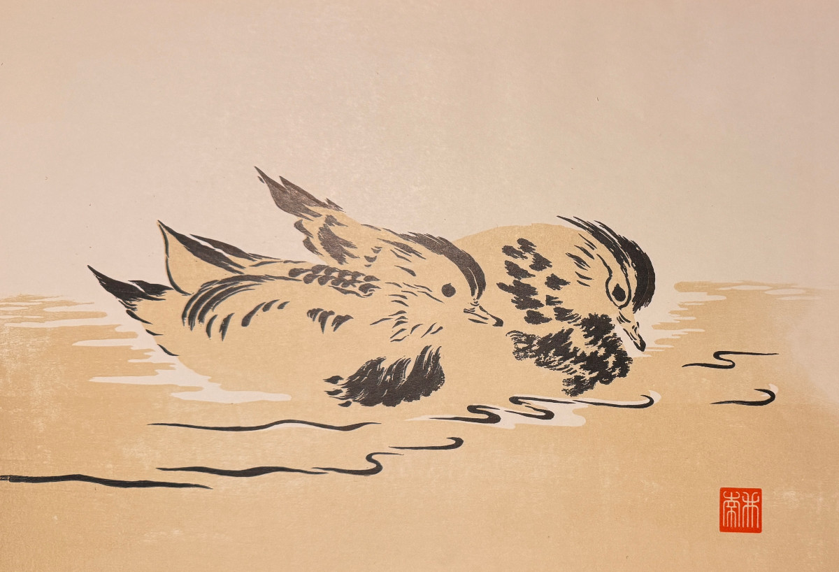 Estampe japonaise : Les canards mandarins