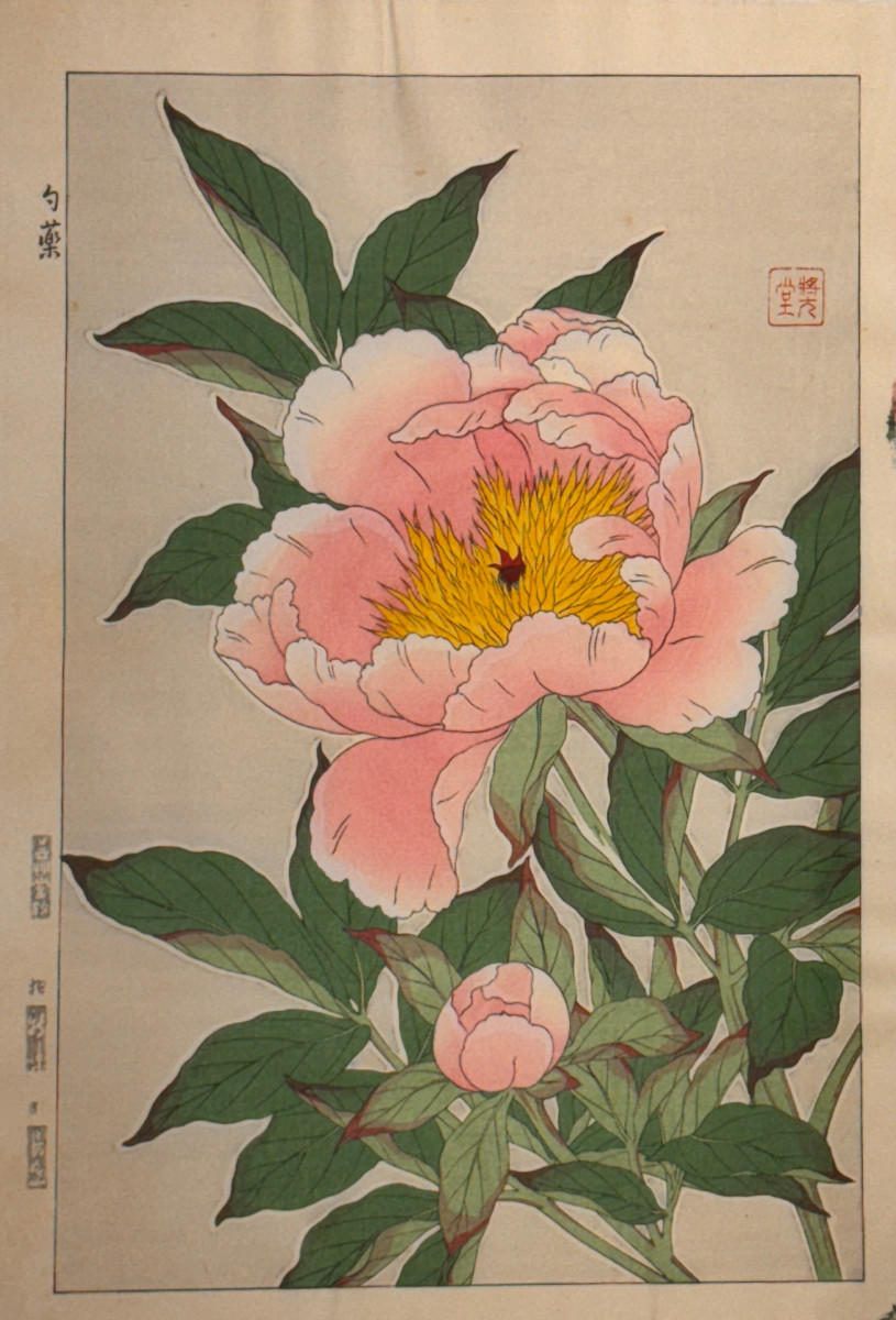 Estampe japonaise de SHODO : JUIN, SHAKUYAKU 