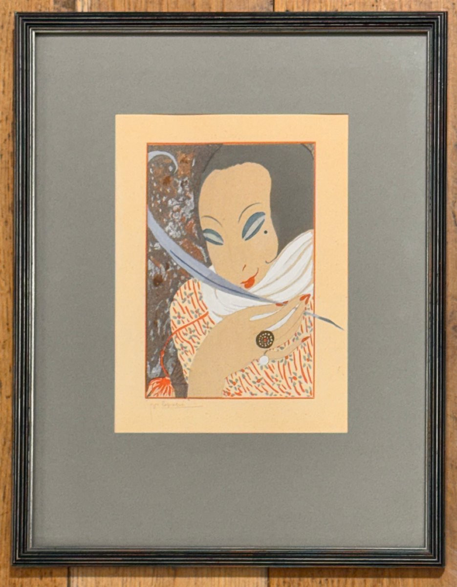 Framed Stencil By Georges Lepape: The Pen-photo-2