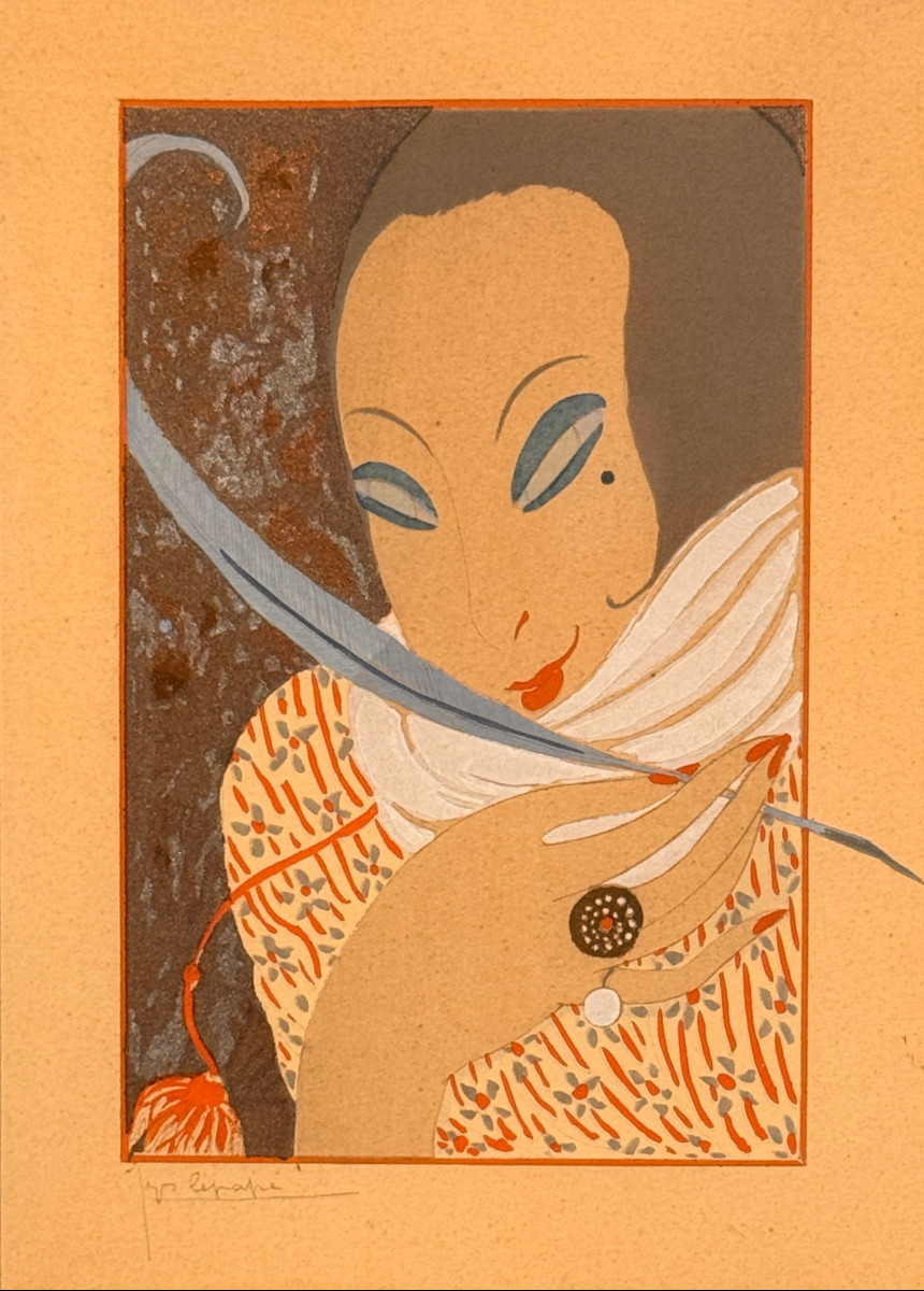 Framed Stencil By Georges Lepape: The Pen