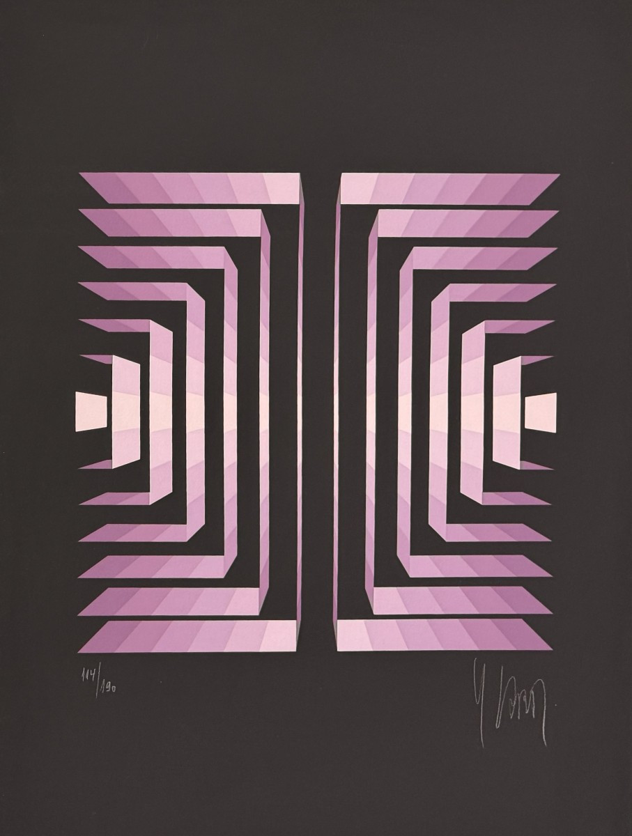 Screen Print By Yvaral: Purple Horizon