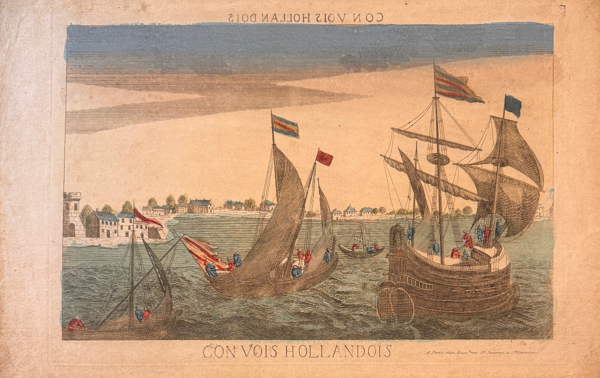 Vue d’optique XVIIIè : CONVOIS HOLLANDOIS ( SIC )