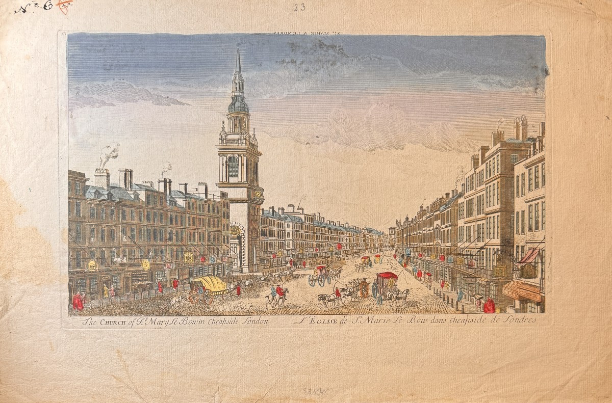 18th Century Optical View: Church Of St Mary Le Bow In London's Cheapside
