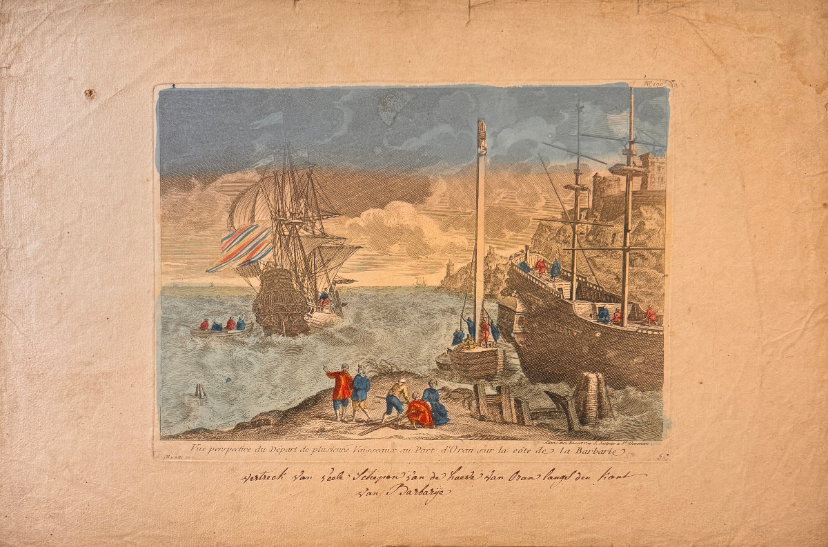 Eighteenth-century Engraving: View (...) Of Several Ships At The Port Of Oran On The Coast Of Barbaria