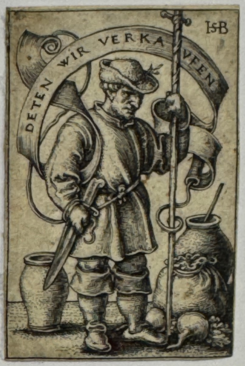 Paire de gravures XVIè par Beham : LE MARCHAND - LA MARCHANDE-photo-2