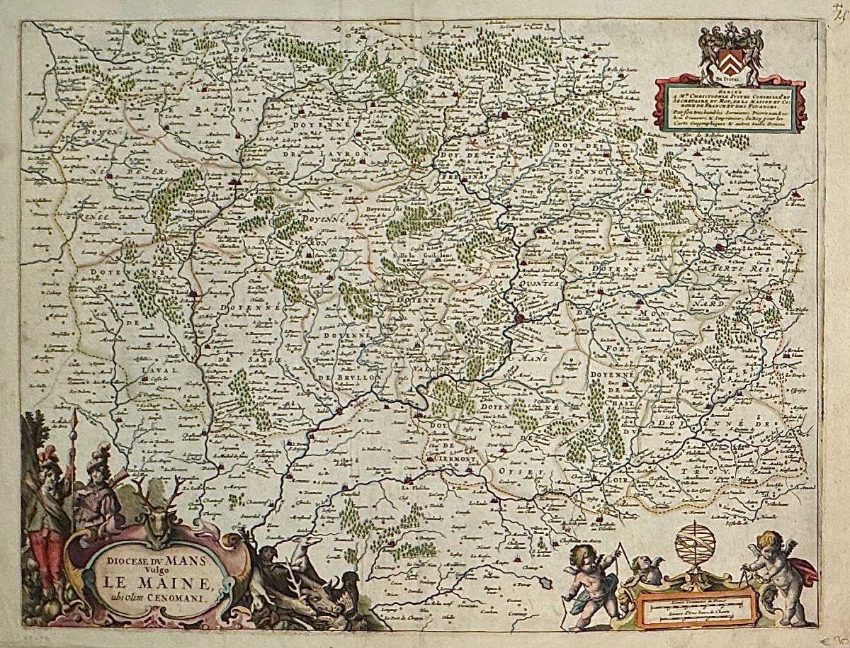 17th-century Map By Sanson: Diocese Of Le Mans, Commonly Known As Le Maine