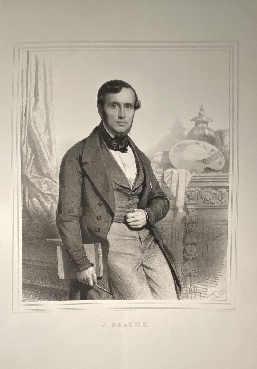 Lithographie : Portrait Du Peintre Joseph Beaume