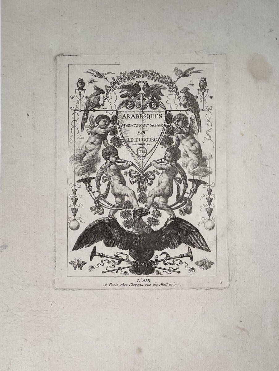 Complete Suite Of Four 18th Century Ornament Plates By Dugourc: The Four Elements
