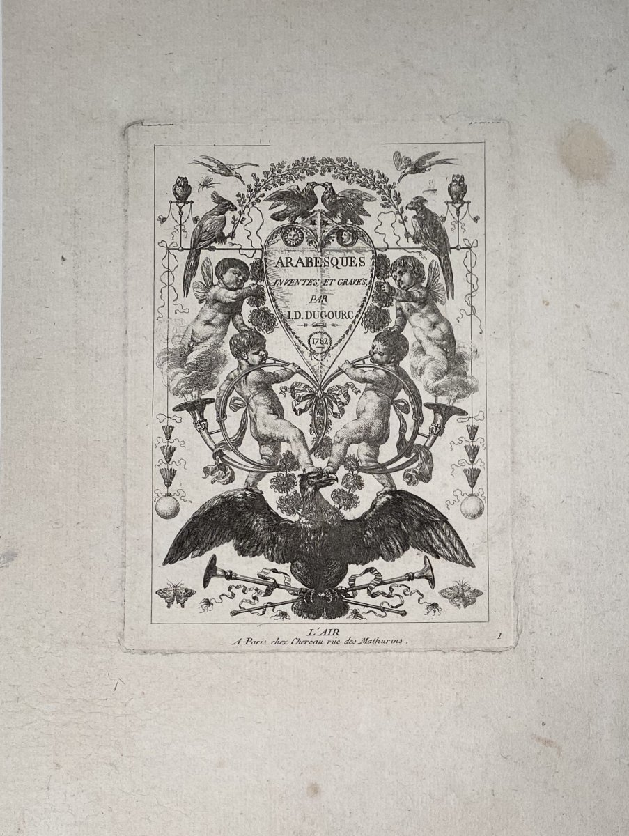 Suite Complete De Quatre Planches d'Ornements XVIIIè Par Dugourc : Les Quatre Elements