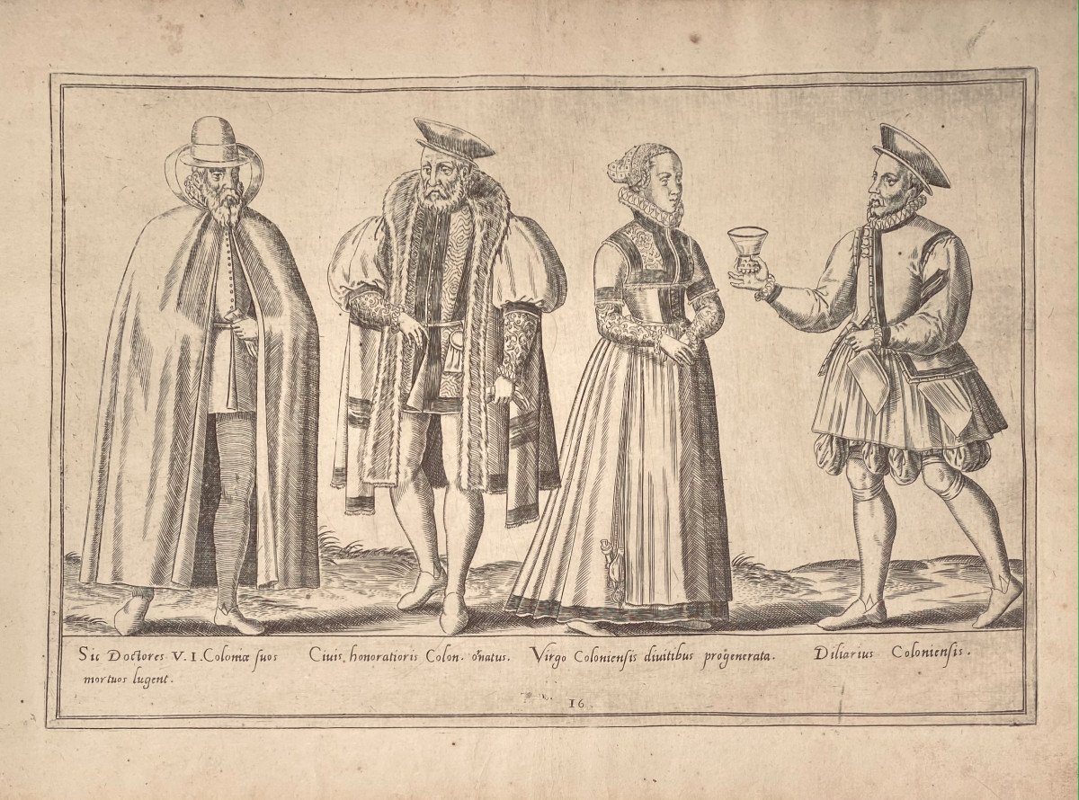 Estampe Ancienne D 'abraham De Bruyn : Costumes