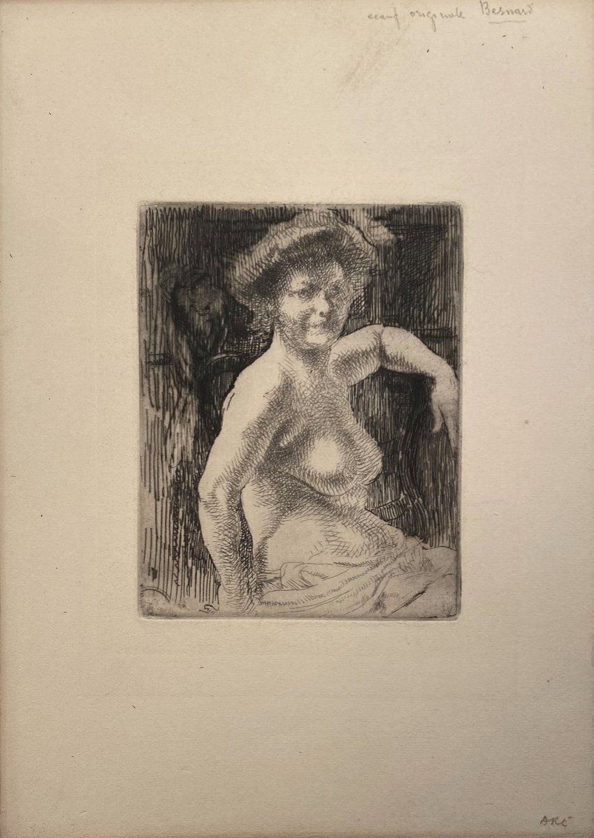 Etching By Albert Besnard: Blonde Woman At Her Toilet