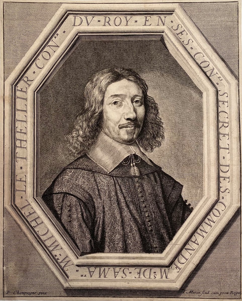 XVIIth Engraving After Champaigne: Portrait Of Michel Le Tellier