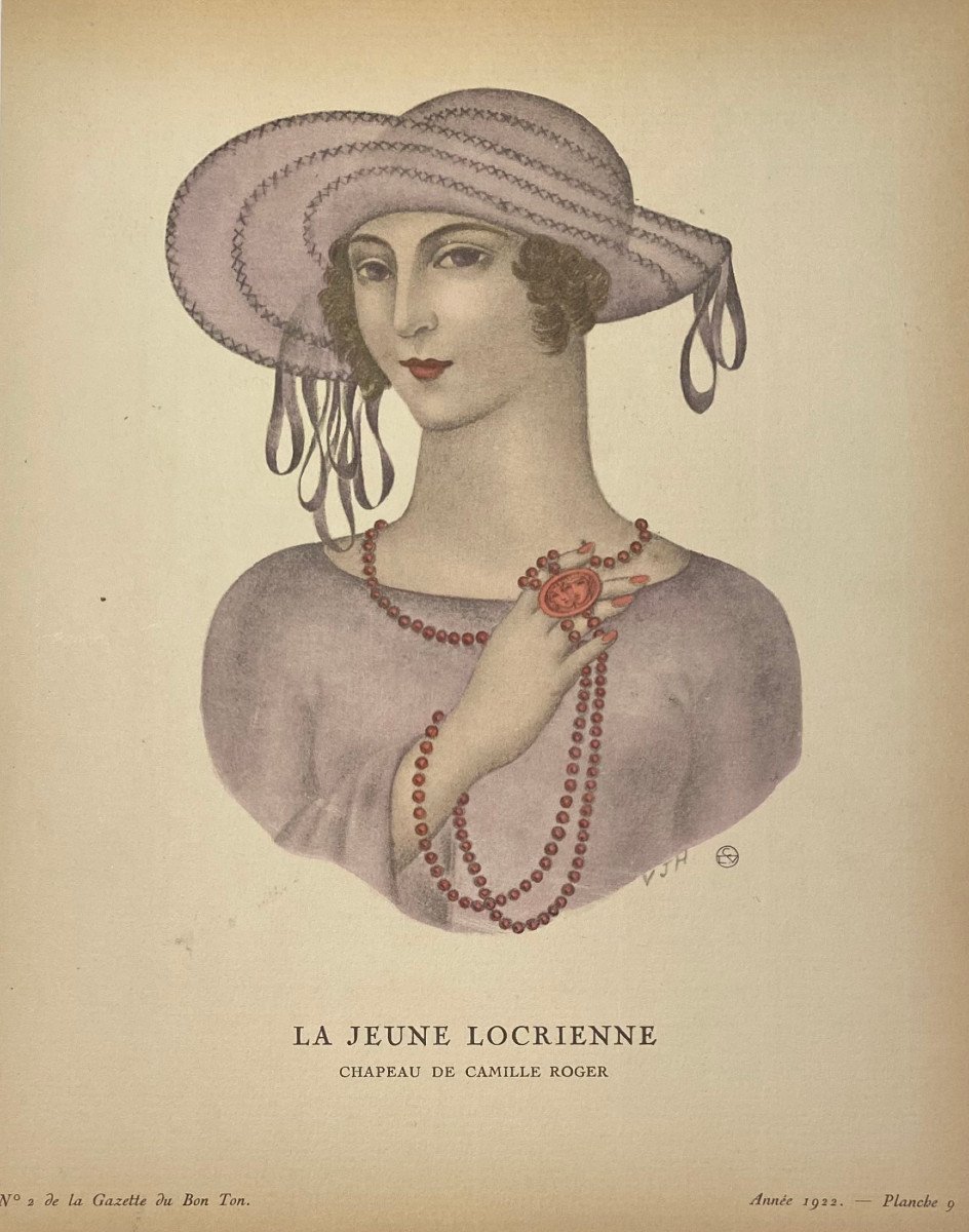 Stencil From 1922 By Valentine Hugo: The Young Locrienne, Camille Roger Hat