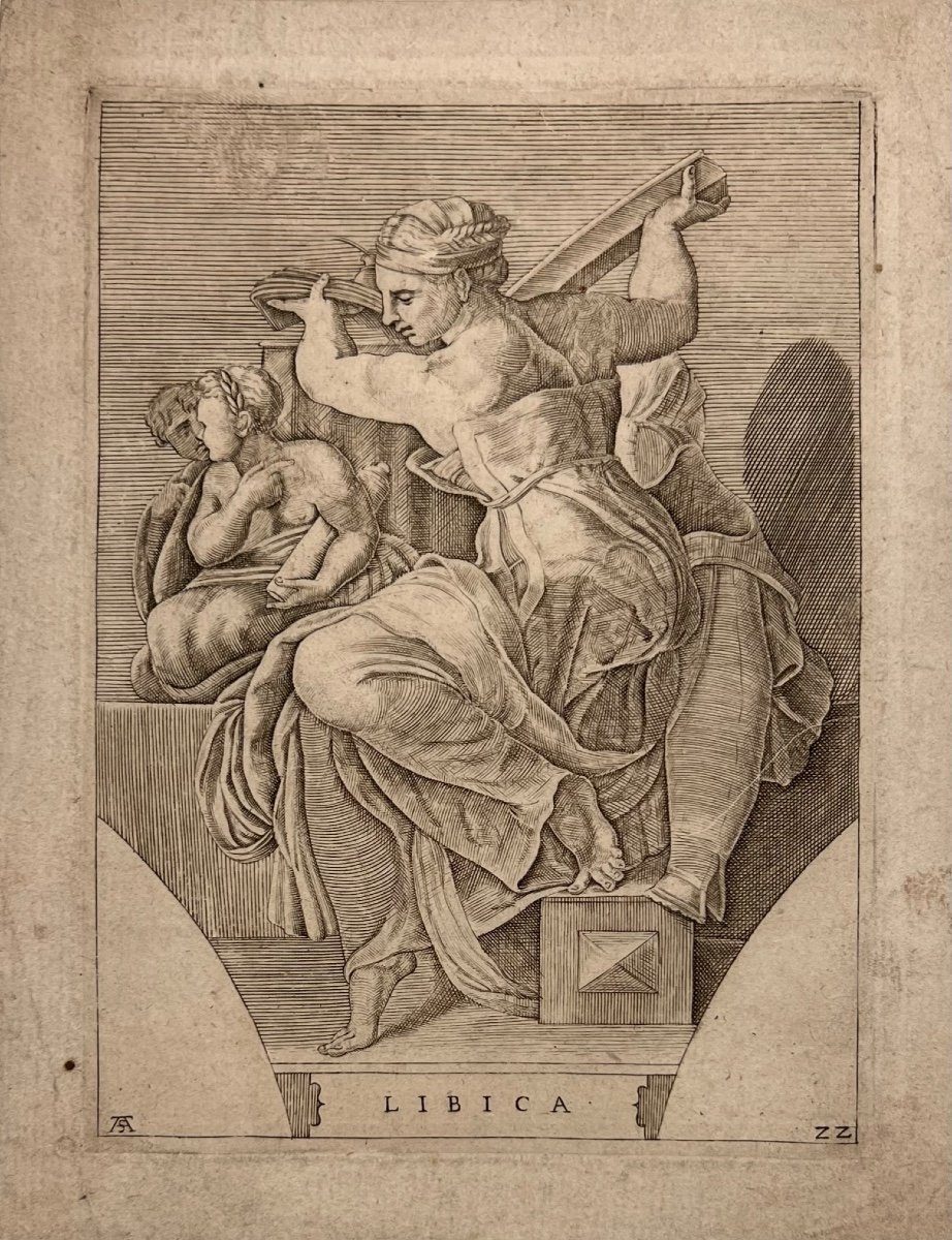 16th Century Engraving By Scultori: Libyan Sibyl