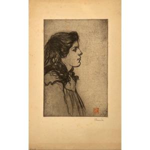 Chadwick Engraving: Young Girl In Profile