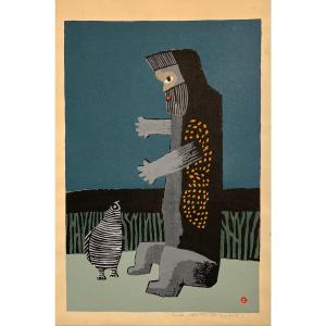 Japanese Print By Azechi Umetaro: Yamaotoko 4 (the Man Of The Mountains 4)