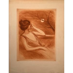 Boutet Drypoint: Elegant In The Moonlight