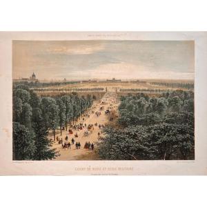 Lithographie De Benoist : Champ De Mars Et Ecole Militaire