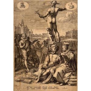 16th Century Engraving By Saenredam After Goltzius: Mercury Rules Over The Liberal Arts 