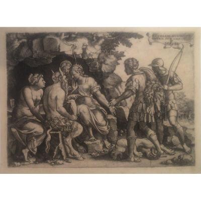 Gravure De Georg Pencz : Thetis Et Chiron 