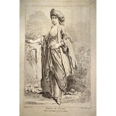 Gravure De Ravenet d'Après Boucher : Femme Du Levant