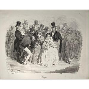 Lithographie De Gustave Doré : Loups Ou Bal De l'Opéra