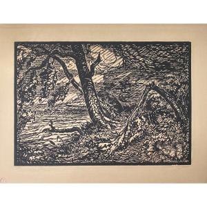 Woodcut De Belot: Refuge In The Storm