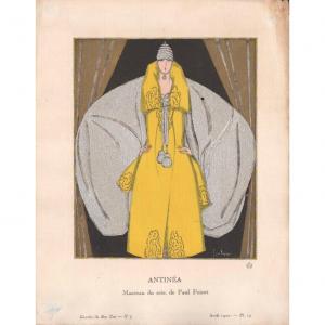 Pochoir De Georges Lepape : Antinea, Manteau Du Soir, De Paul Poiret 