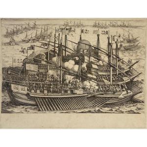 Eau-forte De Jacques Callot : Premier Combat Naval 