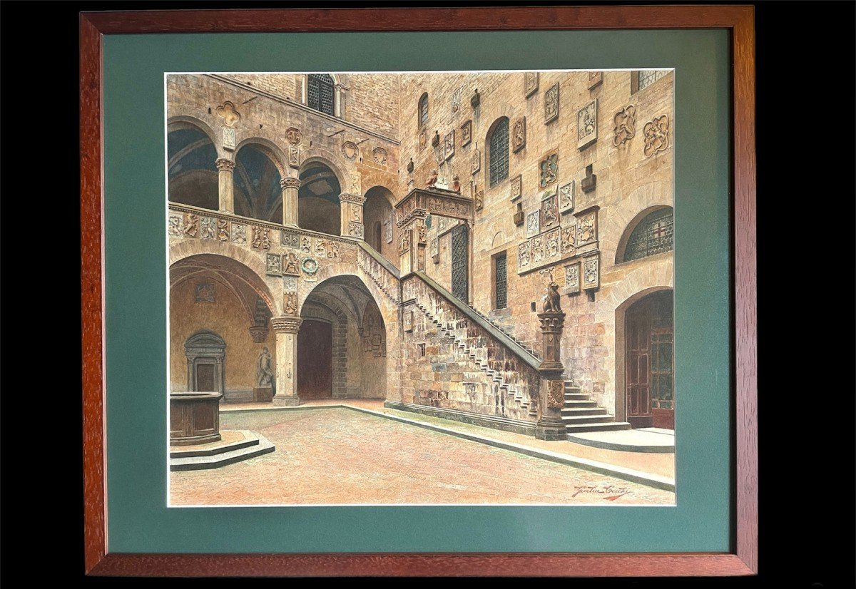 Giulia Cecchi - The Bargello In Florence - Watercolor-photo-2