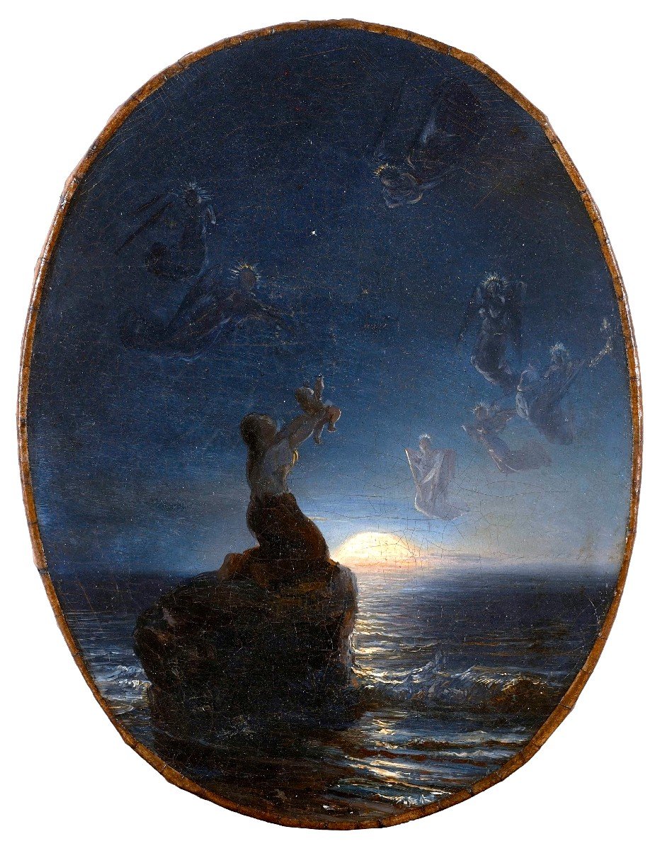 Théodore Gudin - Moonlight, Or The Rescue After The Storm - Oil On Canvas