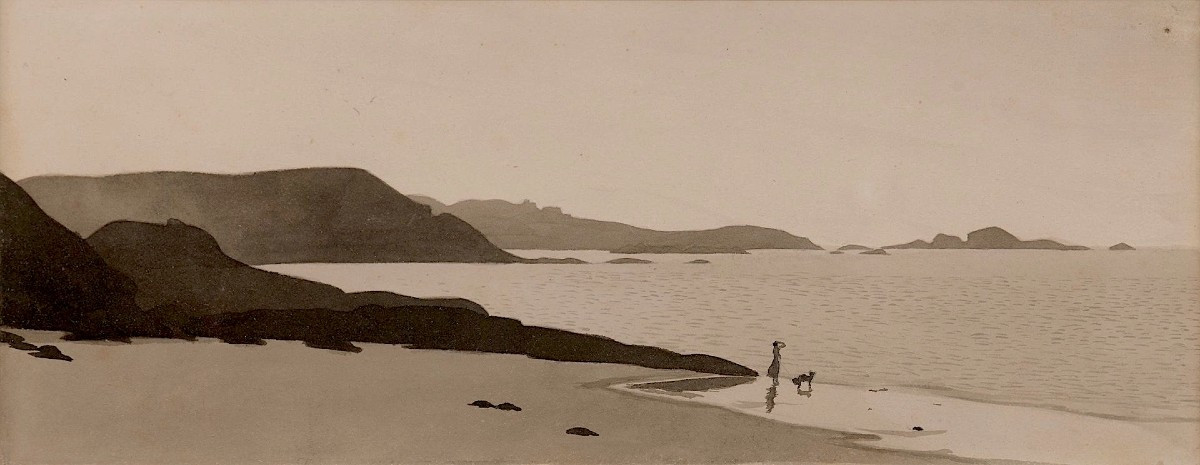 André Édouard MARTY  - Sur le rivage, 1921 - Encre et lavis d’encre sur papier