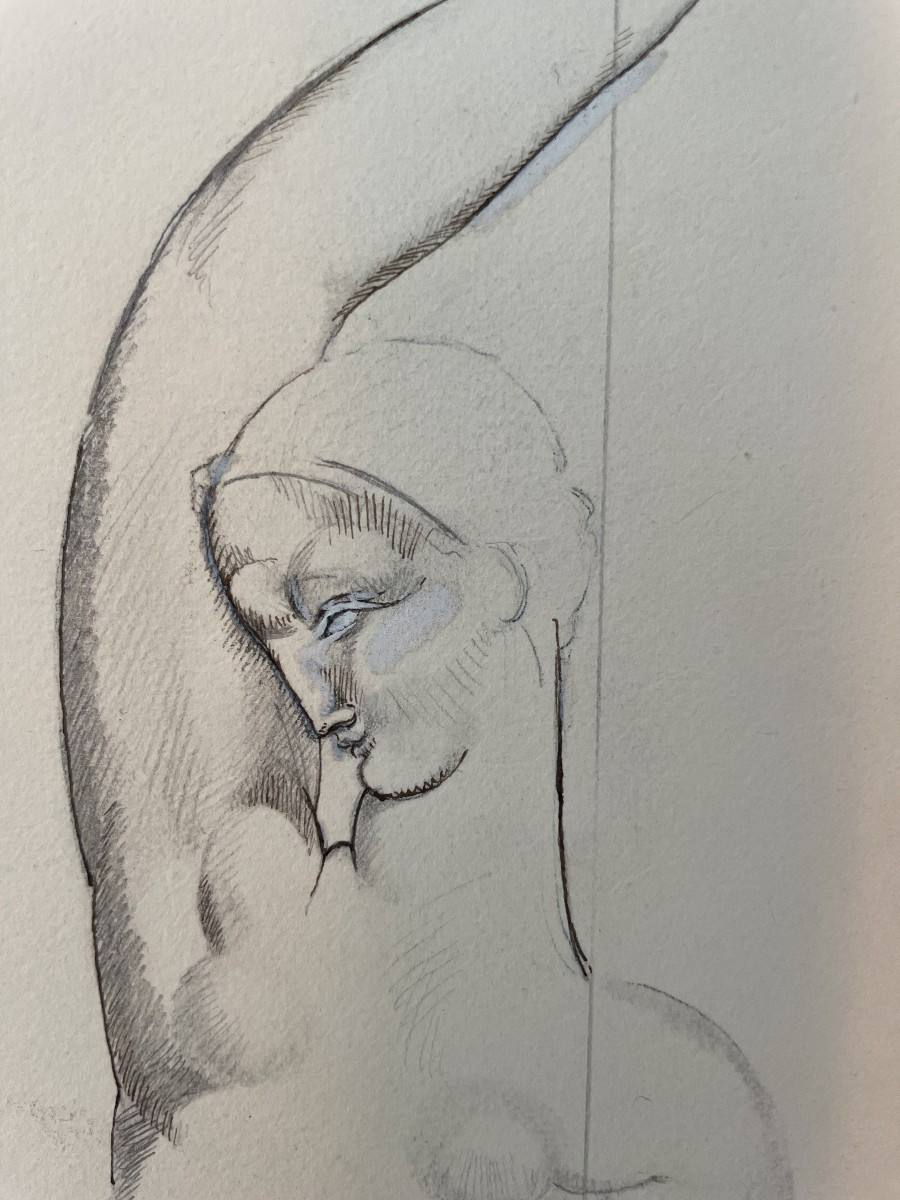 Eugène Robert Poughéon - Study For Le Cheval Libre, Circa 1932 - Art Deco - Drawing