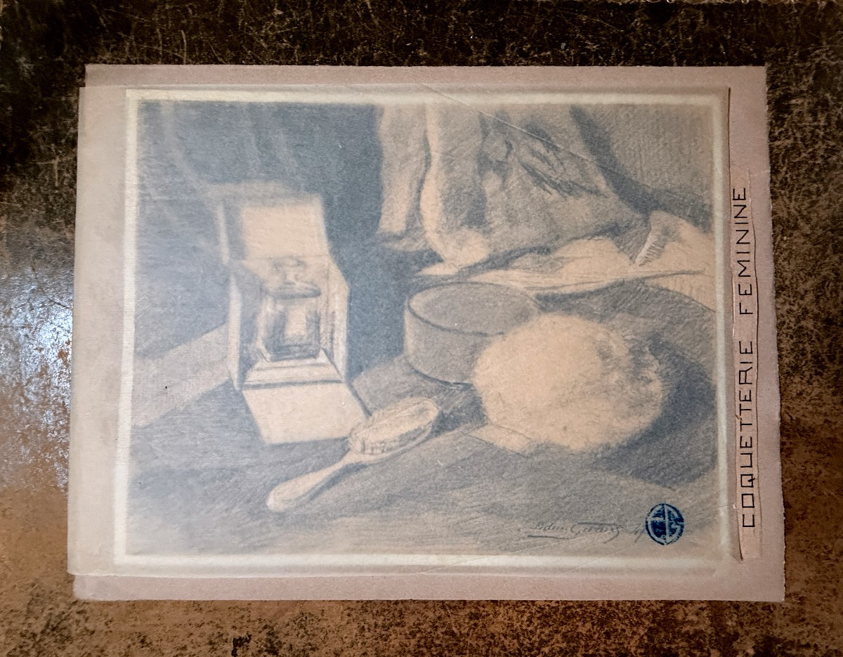 Edmond GIRARD (1866-1949) - nature morte au flacon de parfum - -photo-3