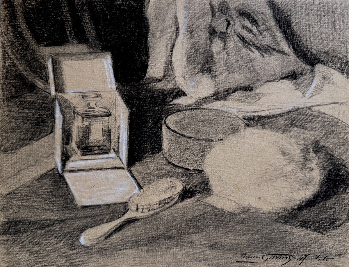 Edmond GIRARD (1866-1949) - nature morte au flacon de parfum - 
