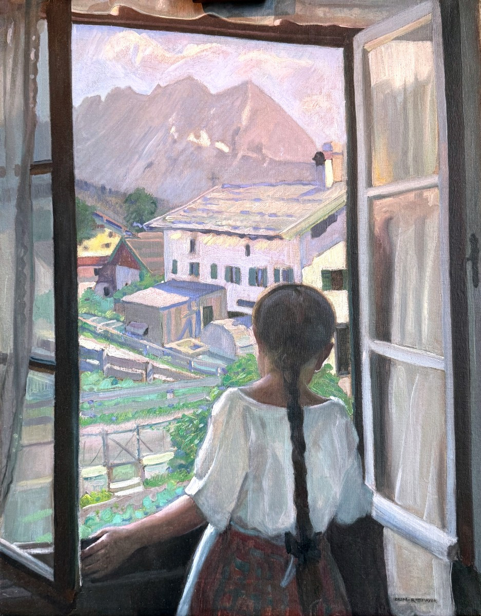 Hermann GROM-ROTTMAYER (1877-1953) -  Par la fenêtre - Paysage d'Autriche - Vers 1900 - 1920