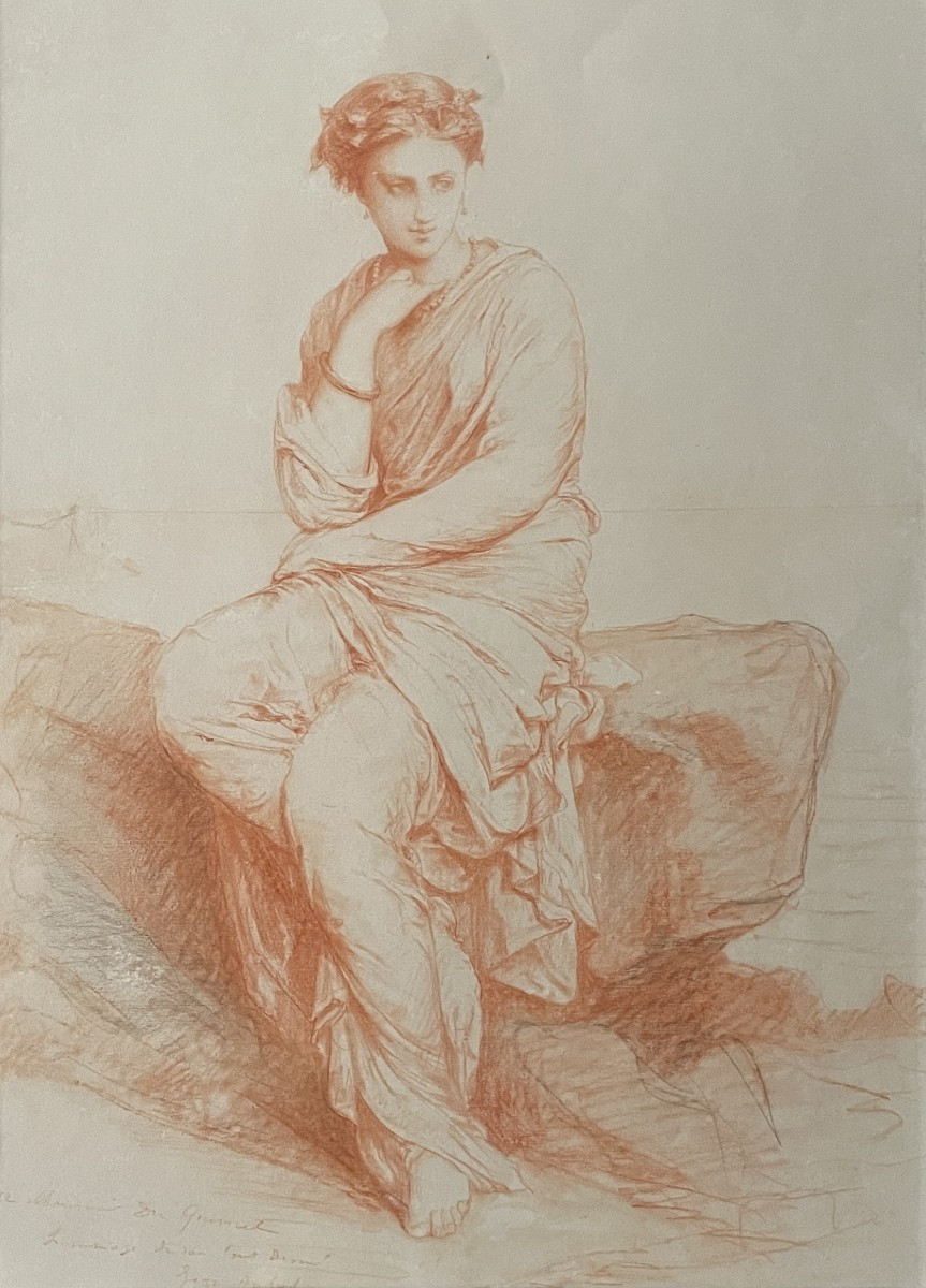 Jean-ernest Aubert (1824-1906) Sappho - 1874 - Drawing 
