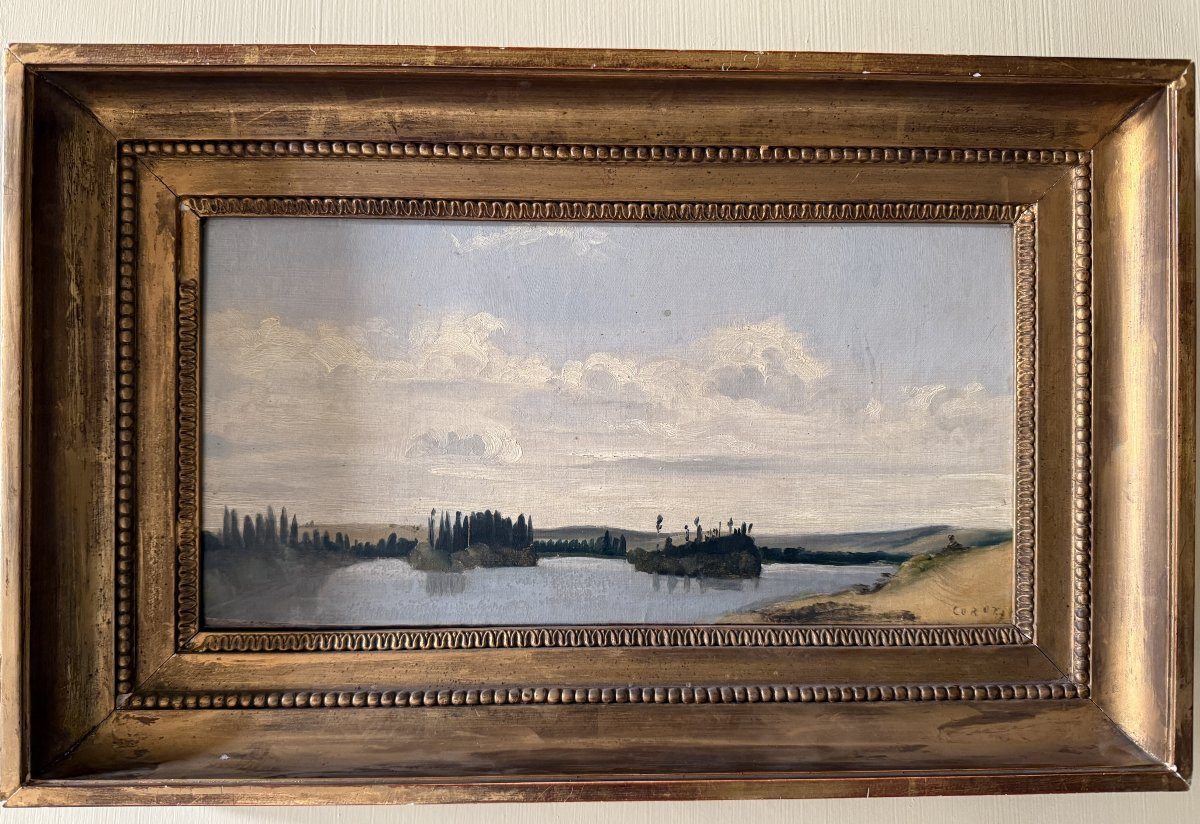 French School, 19th Century - Italian Landscape - Signature Probably Apocryphal Corot-photo-1