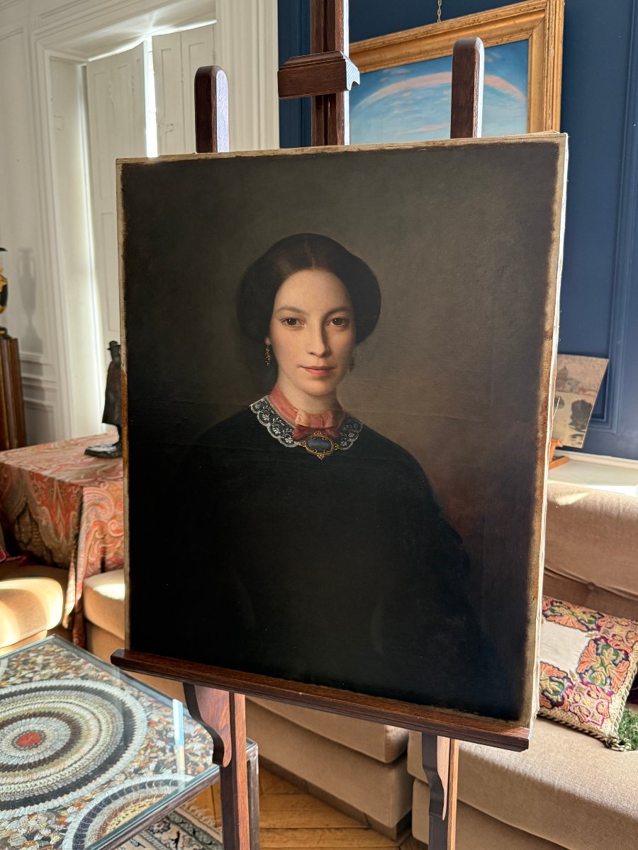 19th Century French School - Portrait Of A Woman - Circa 1860-photo-2