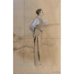 Juan Cardenas - Self-portrait Painting - Drawing - Black Chalk And Chalk