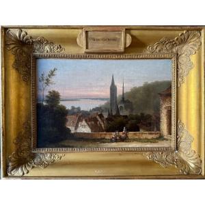 Ecole française du XIXème siècle - Vue de Caudebec-en-Caux - Vers 1830
