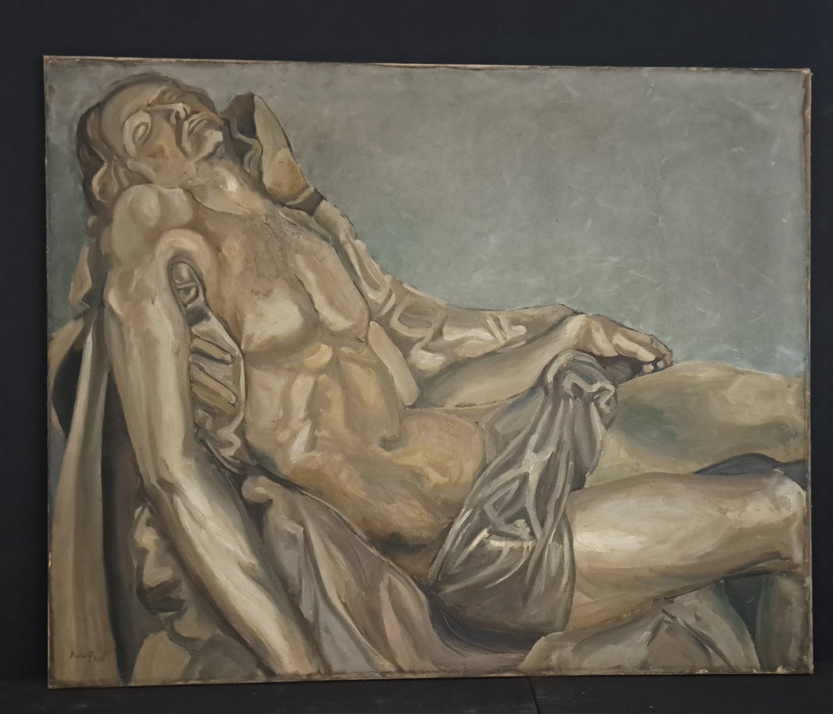 Roland Prin, XXth Christ In The Shroud (h 80 Cm X W 100 Cm)-photo-4