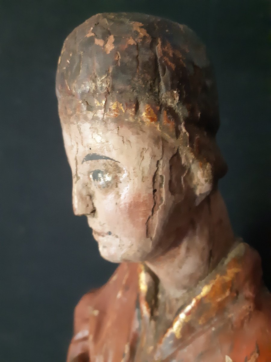 German School, Swabia, XV Sculpture Of Young Bishop H 52 Cm-photo-4