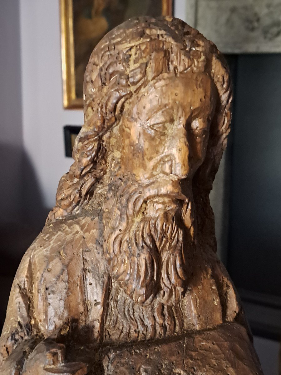 15th Century Spanish School, Sculpture Of Saint John The Baptist H 61 Cm-photo-2