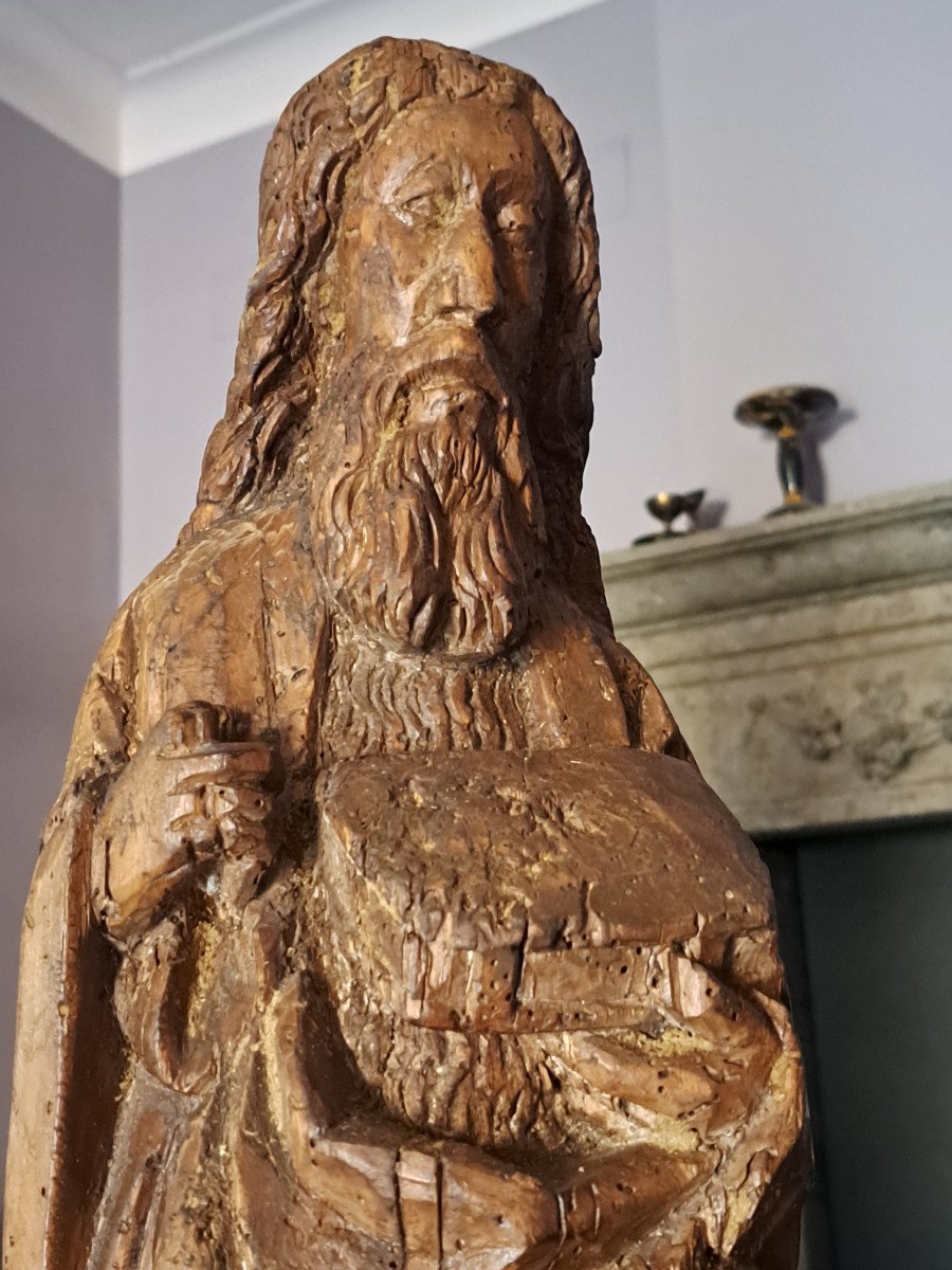 15th Century Spanish School, Sculpture Of Saint John The Baptist H 61 Cm-photo-3